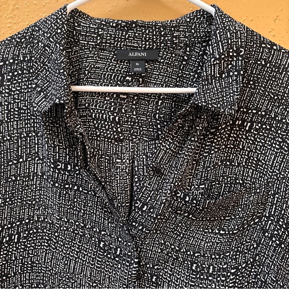Alfani Black and White Patterned Blouse - Picture 2 of 6